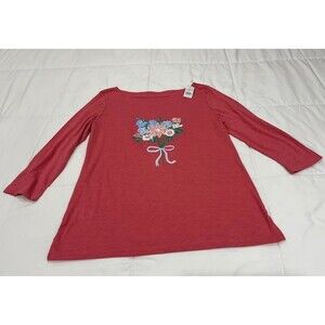 Laddies NWT Loft 3/4 Sleeve Medium Coral/Mauve with Floral Bouquet